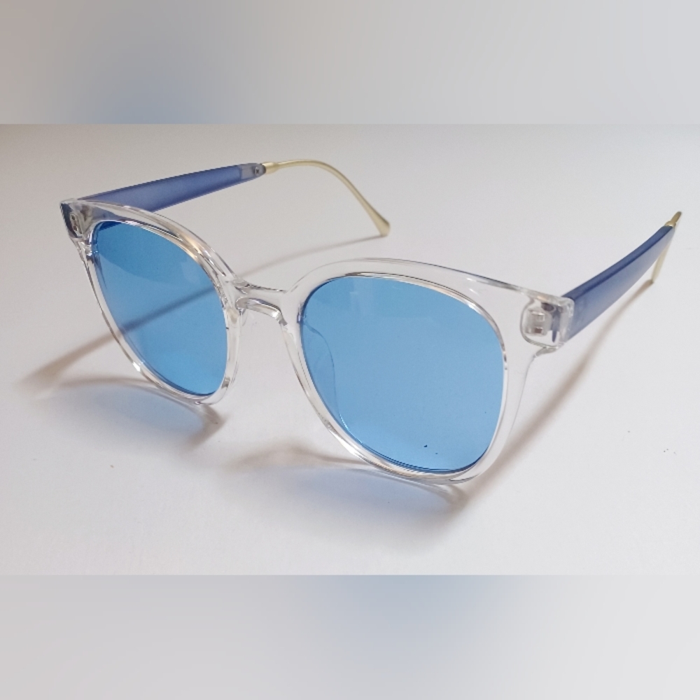 POLETTE Dorrius Sunglasses Clear Frames with Blue Lenses